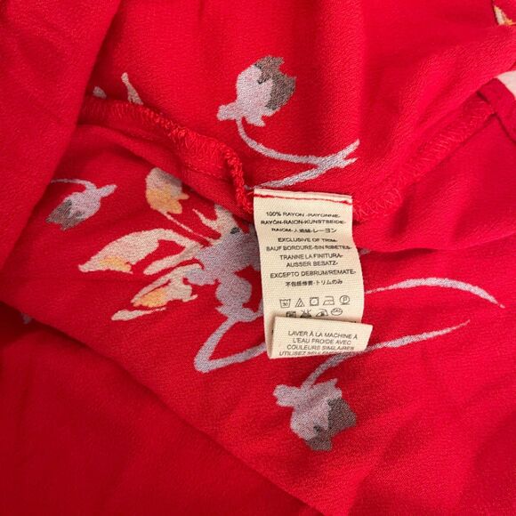 Free People Wrap Dress Women's XS Red Floral Mini Boho Casual V-Neck Button - Picture 10 of 10